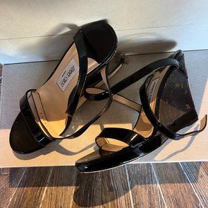 Jimmy Choo Two-Tone Black / Cream Wedges with Subtle Gold Flecks